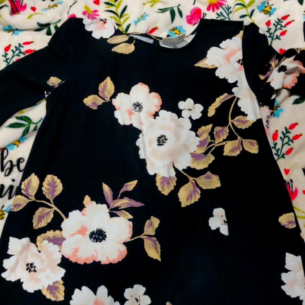 ¾ Quarters Sleeve Flower Dress